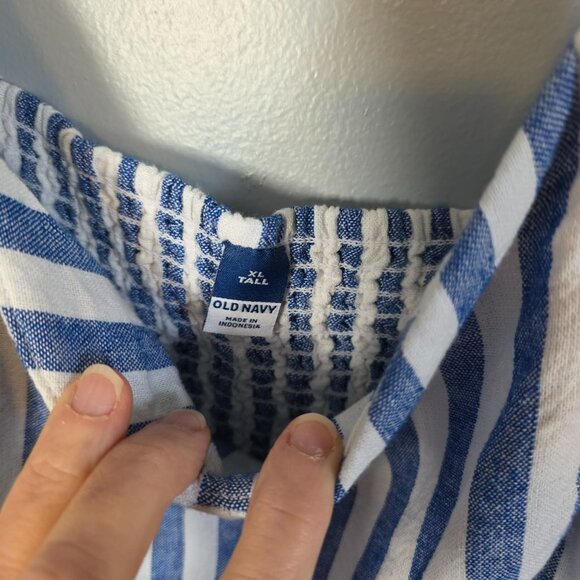 EUC Old Navy Smock Style Striped Dress - TALL - Linen/Rayon - Picture 7 of 7